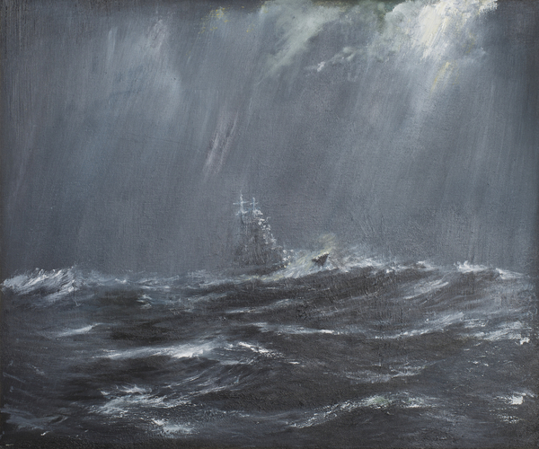 Gneisenau in a Storm North Sea 1940 van Vincent Alexander Booth