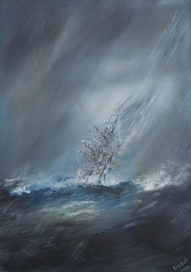 HMS Beagle in Storm off Cape Horn 24th December1832