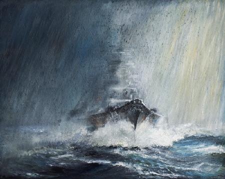 Bismarck through curtains of Rain Sleet & Snow 22/05/1941