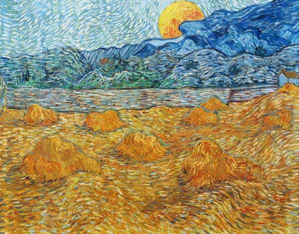 Abendlandschaft bei Mondaufgang van Vincent van Gogh