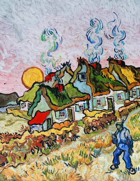 van Gogh / Farmhouses at sunset / 1890 van Vincent van Gogh