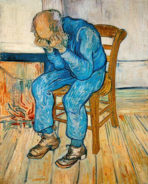 Treurende oude man - op de drempel van de eeuwigheid van Vincent van Gogh