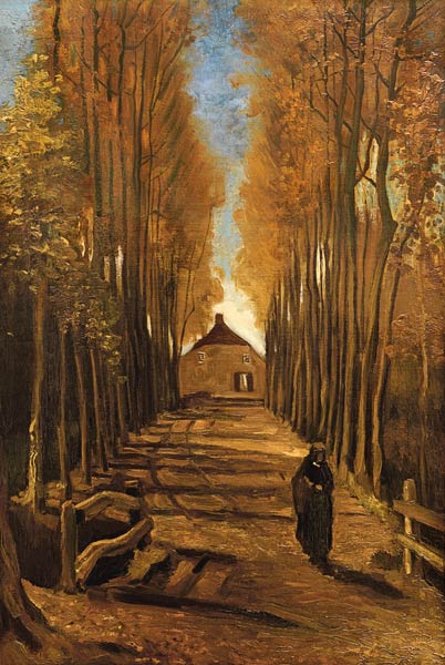 Populierenlaan in de herfst van Vincent van Gogh