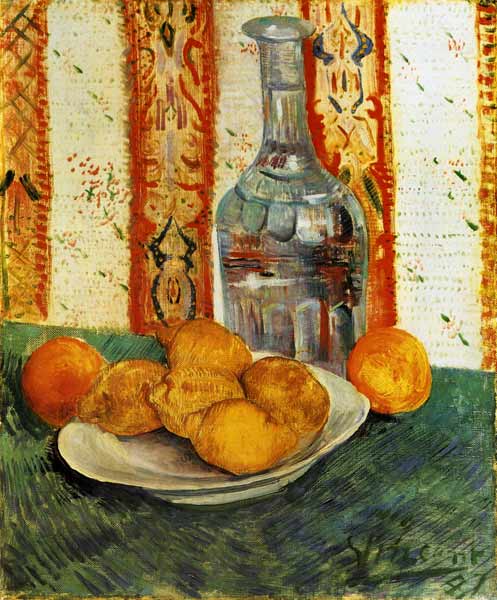 Stilleven met fles en citroenen van Vincent van Gogh