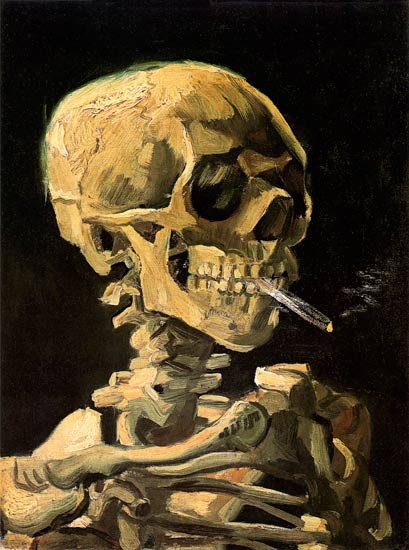 Schedel met brandende sigaret  van Vincent van Gogh