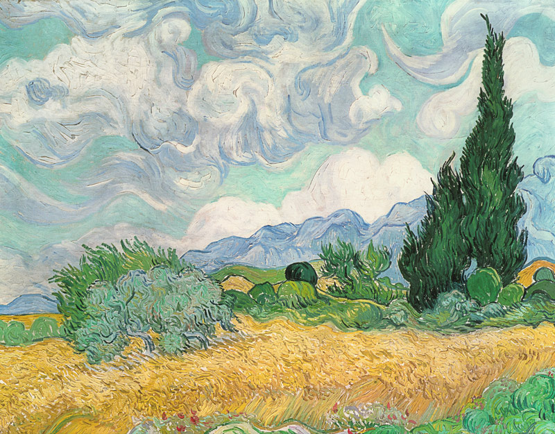 Korenveld met cipressen van Vincent van Gogh