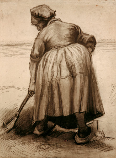 V.van Gogh, Peasant Woman Digging /Draw. van Vincent van Gogh