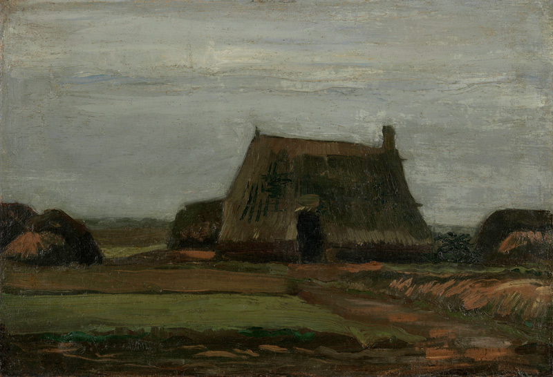 Boerderij met stapels turf van Vincent van Gogh