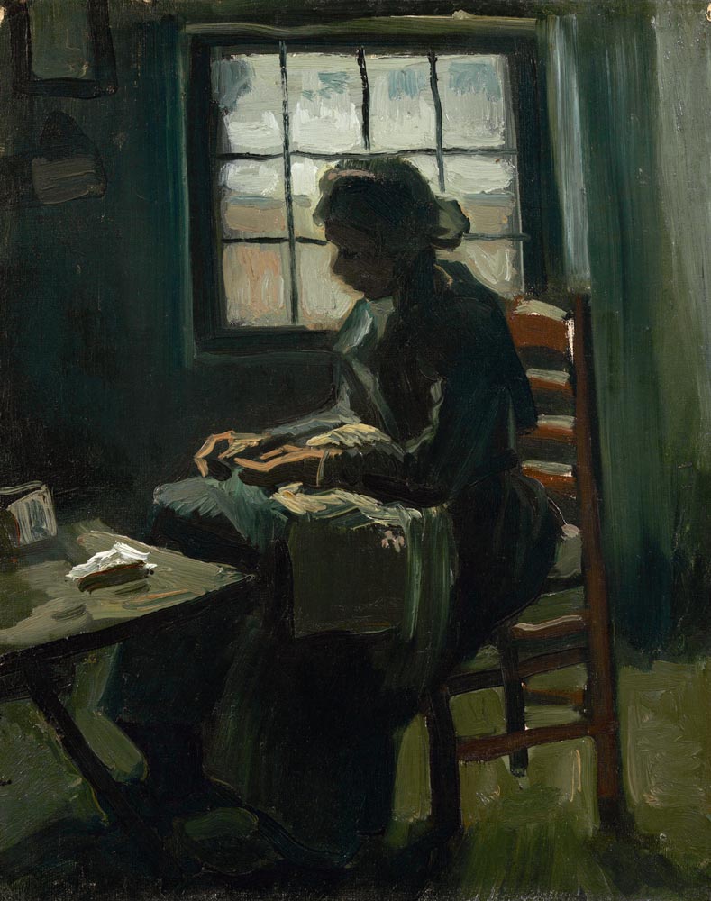 Woman sewing van Vincent van Gogh