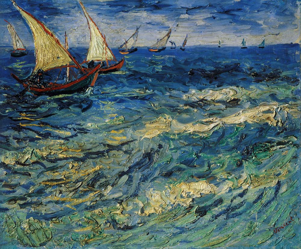 Seascape at Saintes-Maries (View of Mediterranean) van Vincent van Gogh