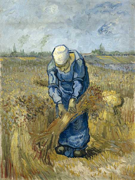 Peasant Woman Binding Sheaves (after Millet) van Vincent van Gogh