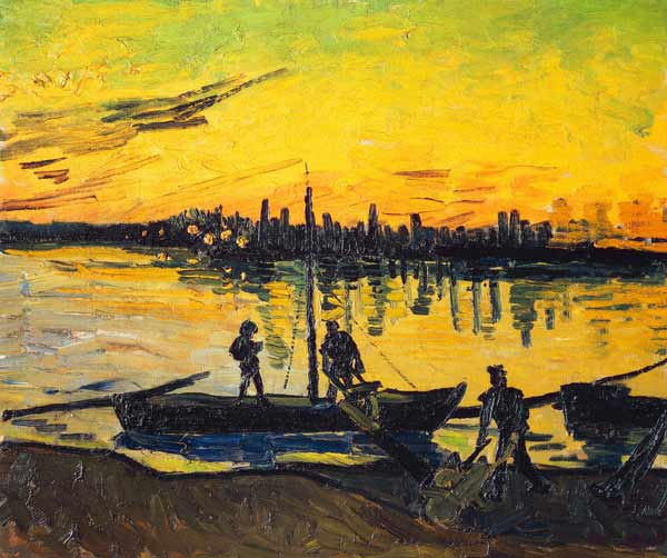Havenarbeiders in Arles van Vincent van Gogh