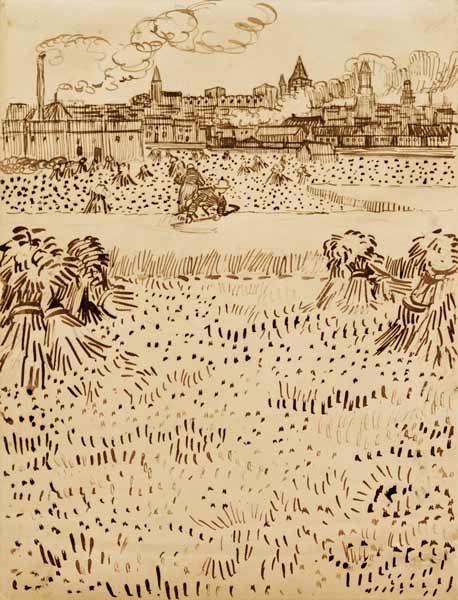 V.v.Gogh, Harvest / Drawing / 1888 van Vincent van Gogh