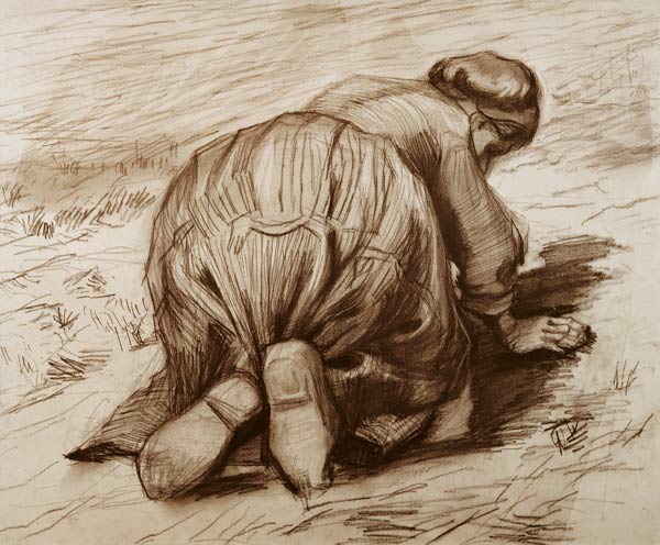 Vincent van Gogh, Kneeling Peasant Woman van Vincent van Gogh