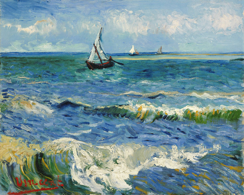 zeegezicht  bij Les Saintes-Maries-de-la-Mer van Vincent van Gogh