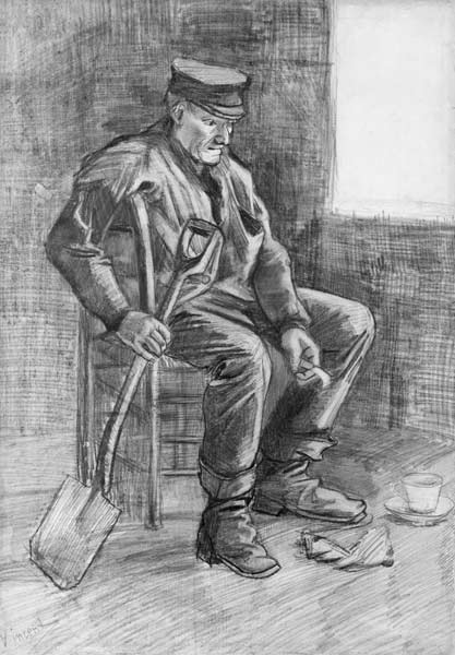 Man with a Spade Resting van Vincent van Gogh