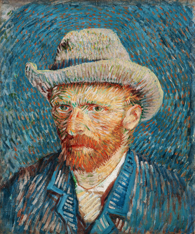 Zelfportret met grijze vilthoed van Vincent van Gogh