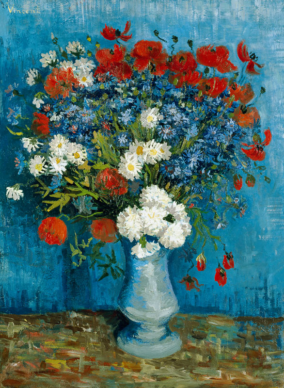 Stilleven: Vaas met korenbloemen en klaprozen van Vincent van Gogh