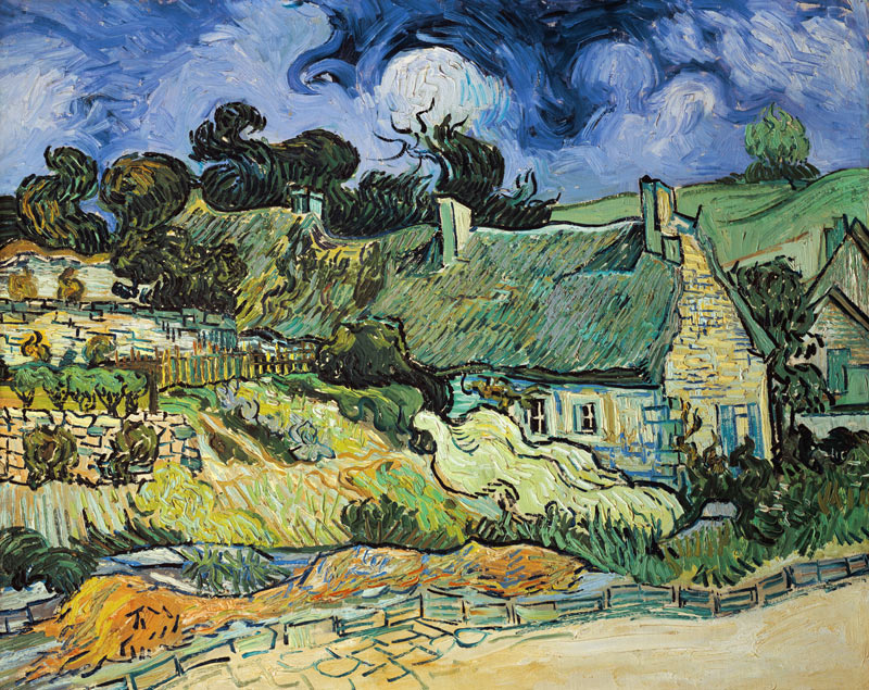 Rieten huizen in Cordeville bij  Auvers-sur-Oise van Vincent van Gogh