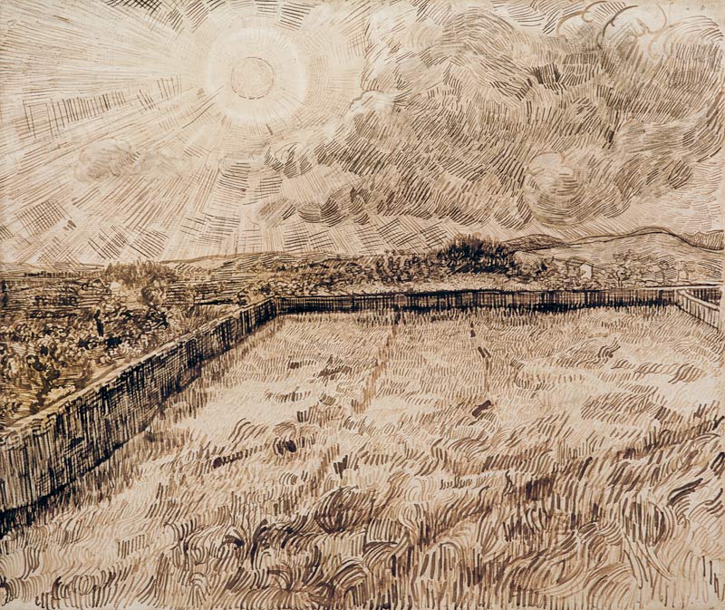 V.van Gogh, Sun above Field /Draw./1889 van Vincent van Gogh