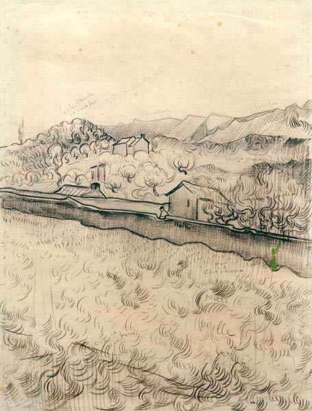 V.V.Gogh, Enclosed Field / Drawing /1890 van Vincent van Gogh