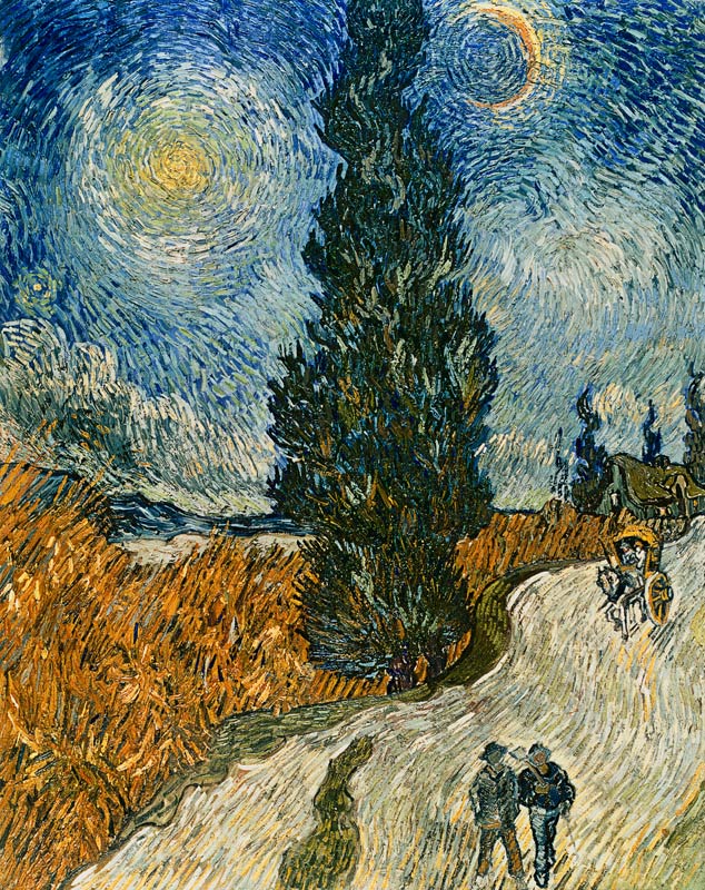 Cipressenpad onder de sterrenhemel van Vincent van Gogh