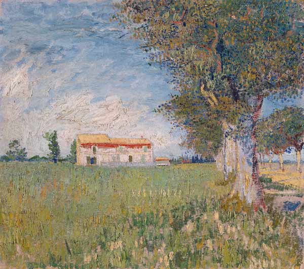 Farmhouse in a wheat field van Vincent van Gogh