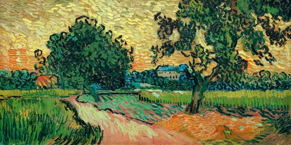 Kasteel van Auvers bij zonsondergang van Vincent van Gogh