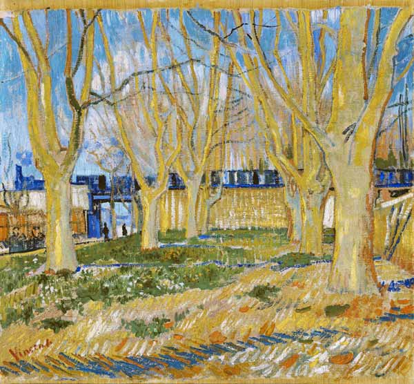 The viaduct in Arles. The blue train van Vincent van Gogh