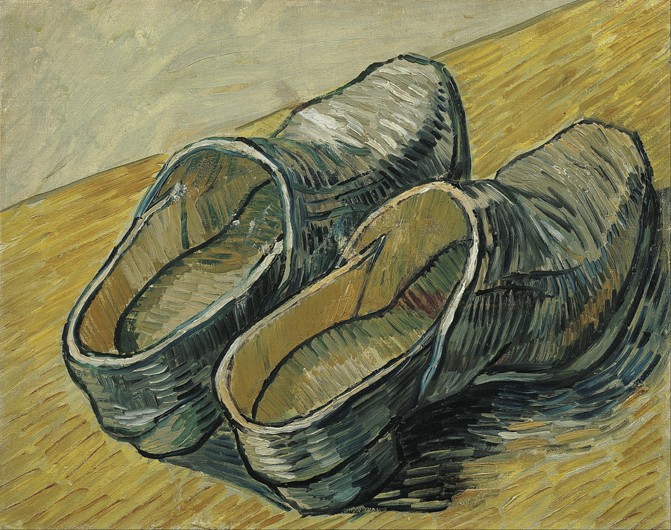 A pair of leather clogs van Vincent van Gogh