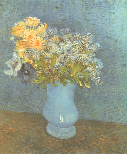 Flieder, Margeriten und Anemonen van Vincent van Gogh