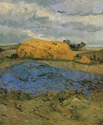 Heuschober an einem Regentag van Vincent van Gogh