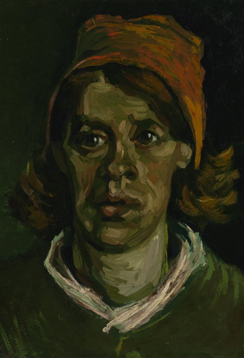 Head of a Peasant woman with red hood van Vincent van Gogh