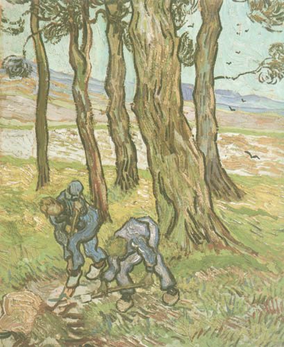 Zwei Männer beim Ausgraben eines Baumstumpfs van Vincent van Gogh
