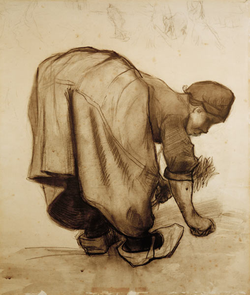 Van Gogh, Peasant Woman Gleaning /Draw. van Vincent van Gogh