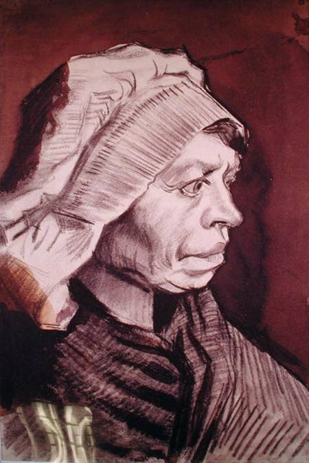 Portrait of a Woman (Head of a peasant woman with bonnet) van Vincent van Gogh