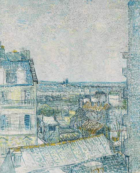 View from the Artist''s Window, rue Lapic, 1887 (oil & pencil on board) van Vincent van Gogh