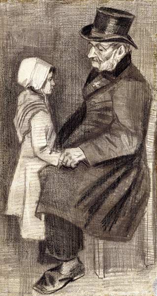 Seated Man with his Daughter, 1882 (black chalk, pencil on van Vincent van Gogh