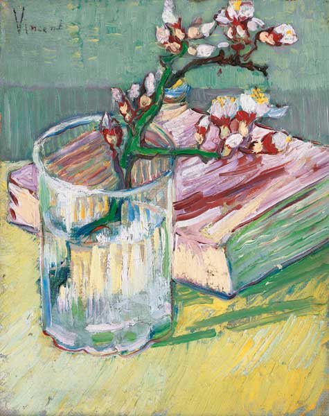 Stilleven met bloeiende amandeltak van Vincent van Gogh