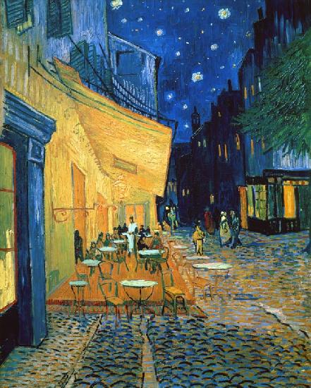 Cafe terras bij nacht