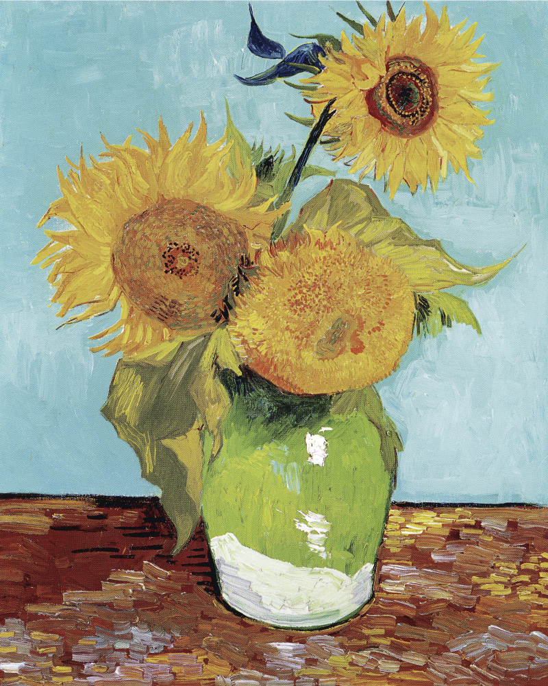 Vase With Three Sunflowers van Vincent van Gogh
