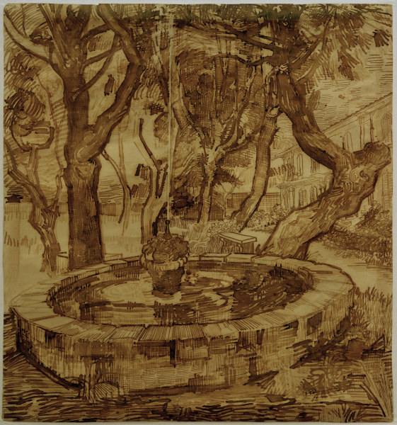 v.Gogh, Fountain in the Asylum / Draw. van Vincent van Gogh