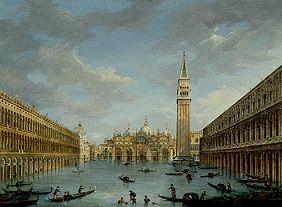 Der Markusplatz in Venedig bei Hochwasser