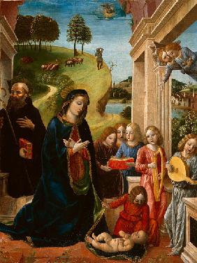 Adoration of the Child with St. Benedict and Angels