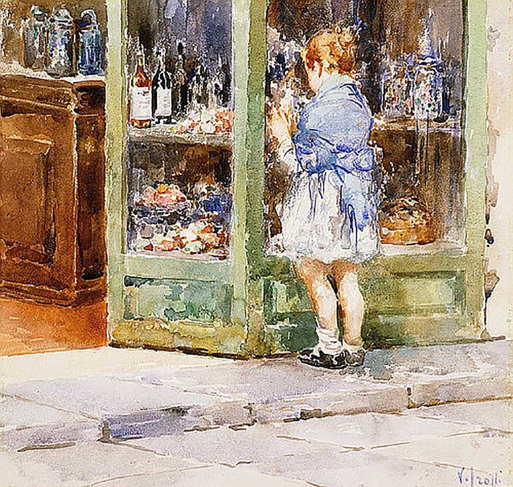 A girl at a shop window van Vincenzo Irolli