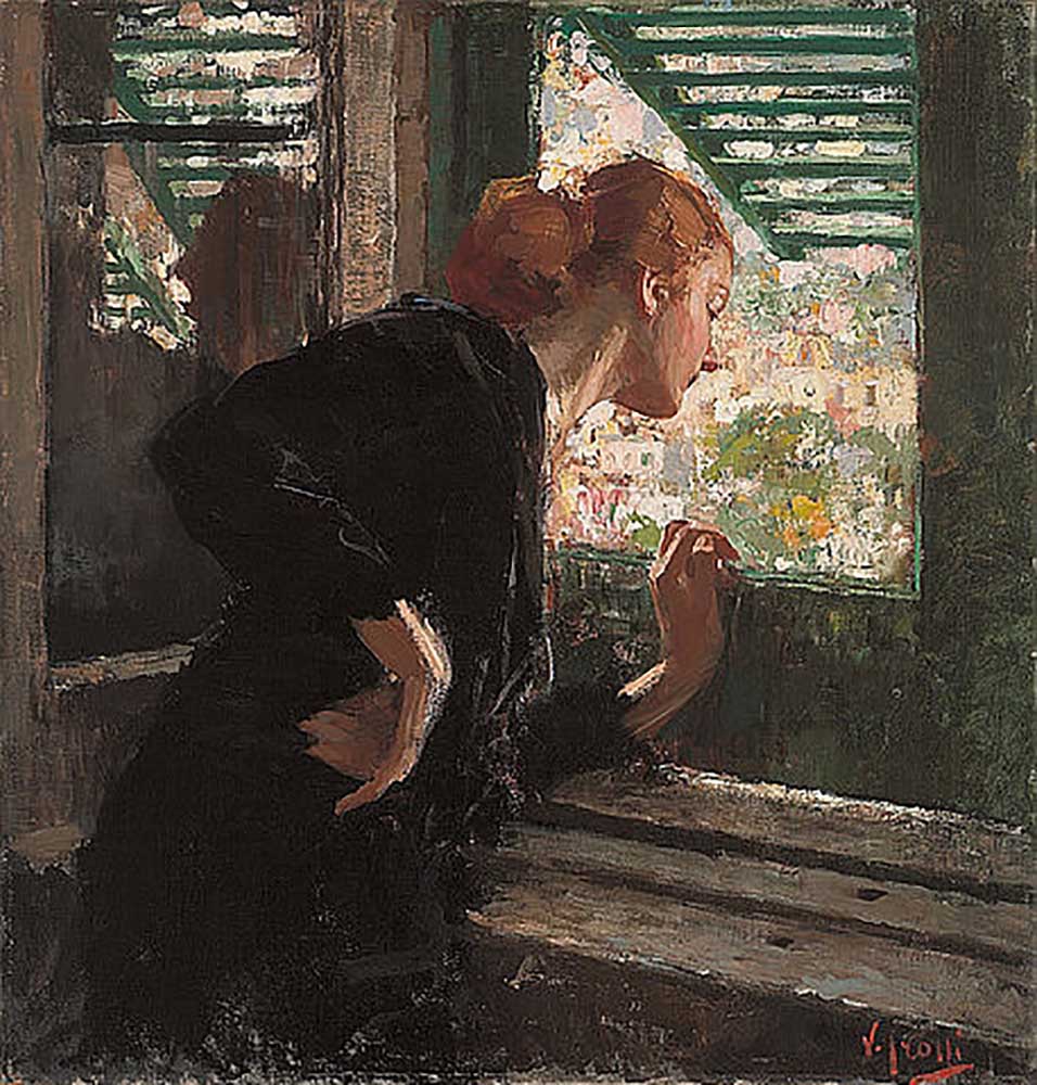 Woman at a window van Vincenzo Irolli