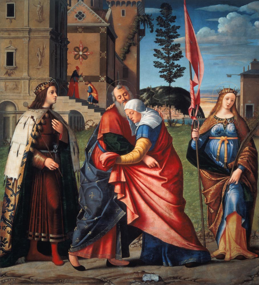 The Meeting at the Golden Gate with Saints van Vittore Carpaccio