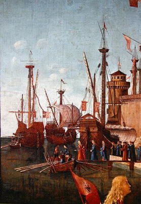 The Departure of the Pilgrims, detail from The Meeting of Etherius and Ursula and the Departure of t van Vittore Carpaccio