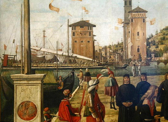 The Return of the Ambassadors, from the St. Ursula Cycle, 1490-94 (detail of 51114) van Vittore Carpaccio