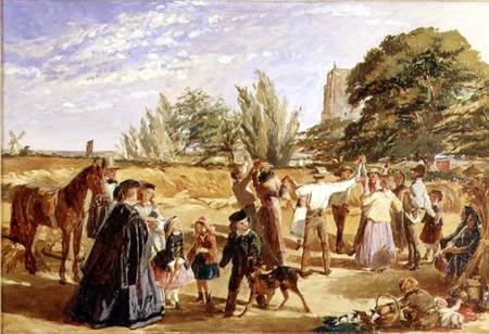 A Harvest scene in Norfolk: sketch for 'Hello Largesse' van W. M Egley
